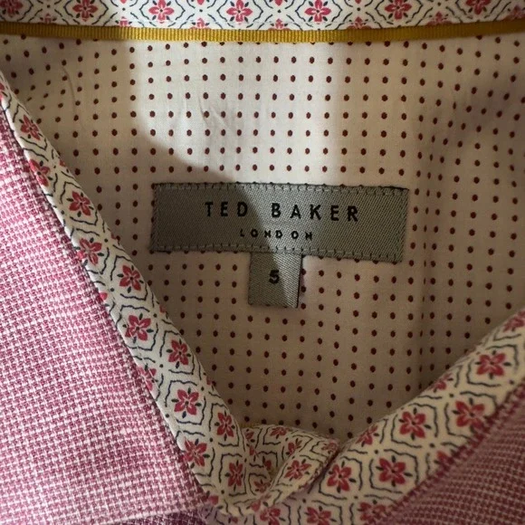 Ted Baker London Dress Shirt Long Sleeve Button Up Modern Flip Cuff Red S 5 US L - Picture 3 of 5